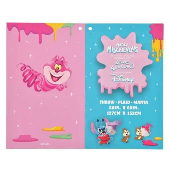 Disney Chip Dale Cheshire Stitch Blanket Madly Mischievous L Whitman 50 x 60 " - Picture 9 of 10